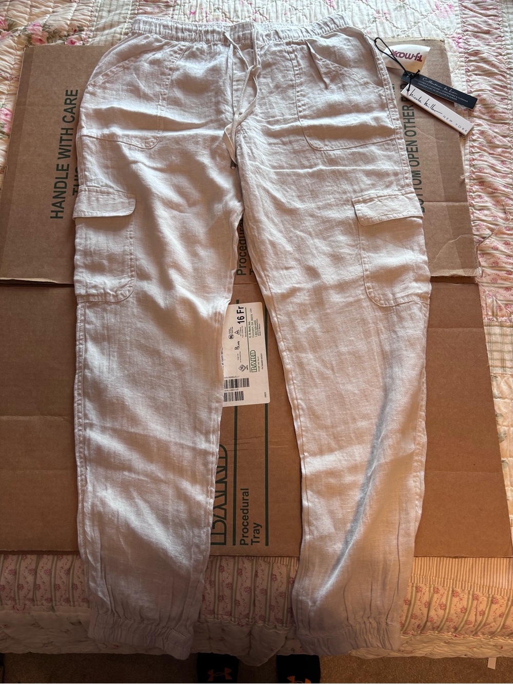 Nicole Miller Light Beige Cargo Jogger Pants